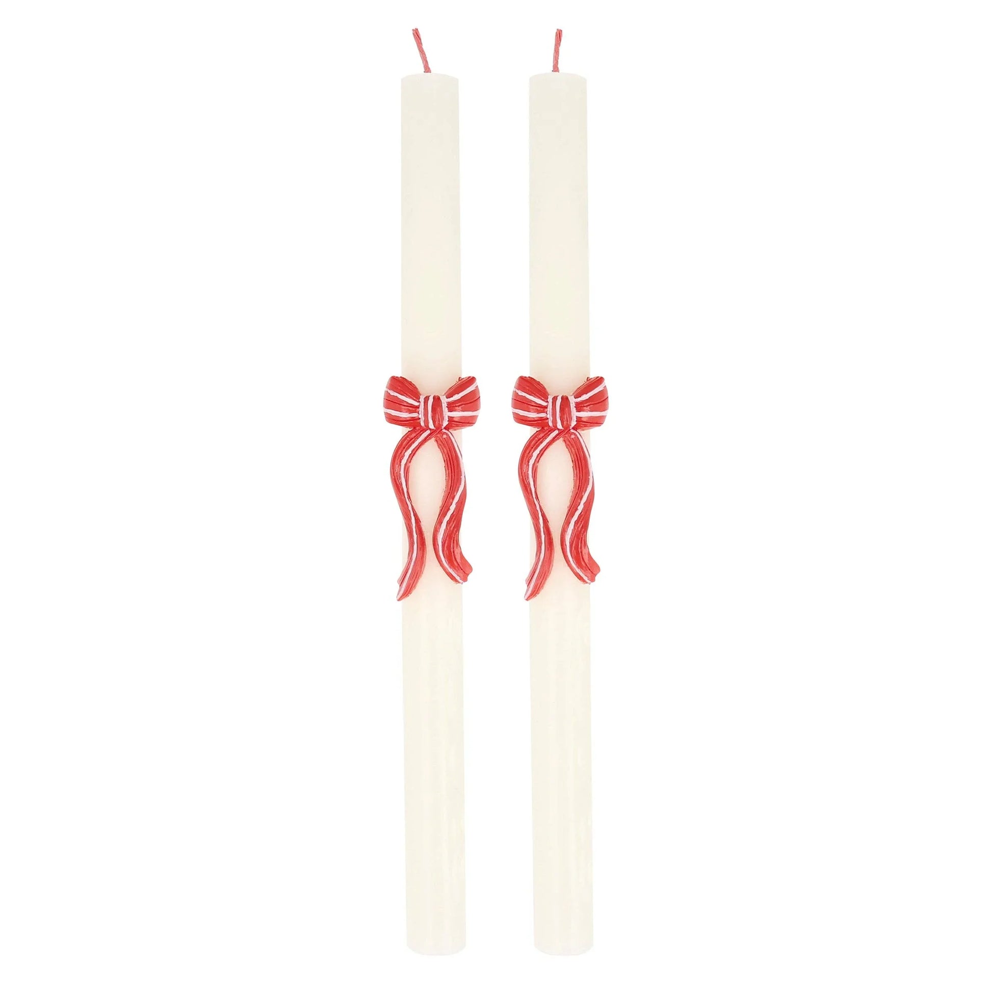 Red Stripy Bow Table Candles - Marcel’s Culinary Experience