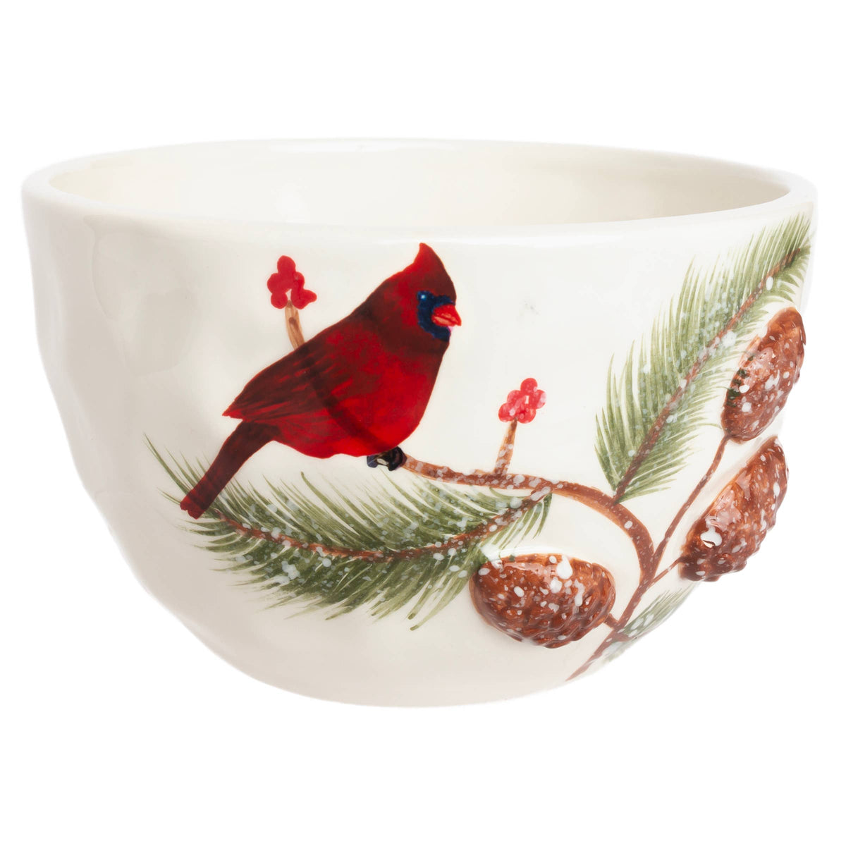 Pinecones & Cardinals Ceramic Bowl