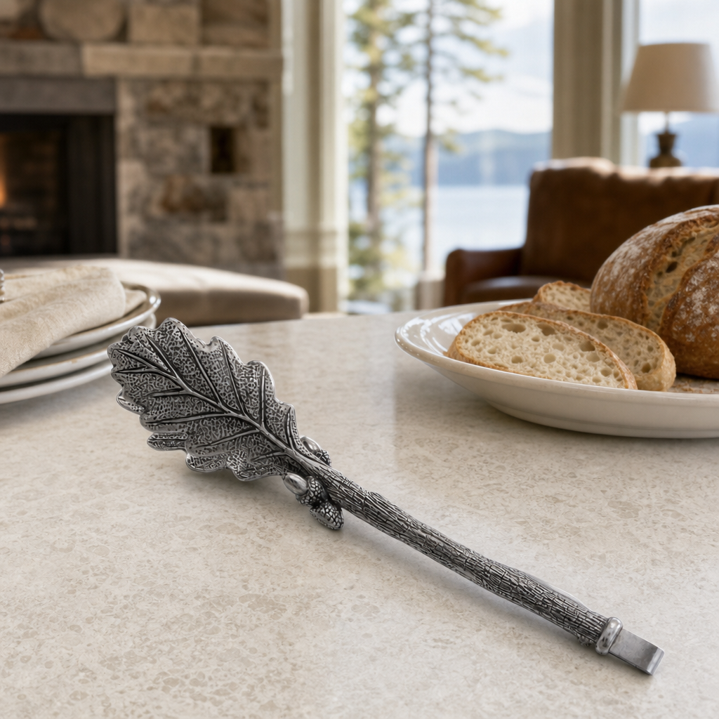 Pewter Oak Leaf Ice & Serving Tongs