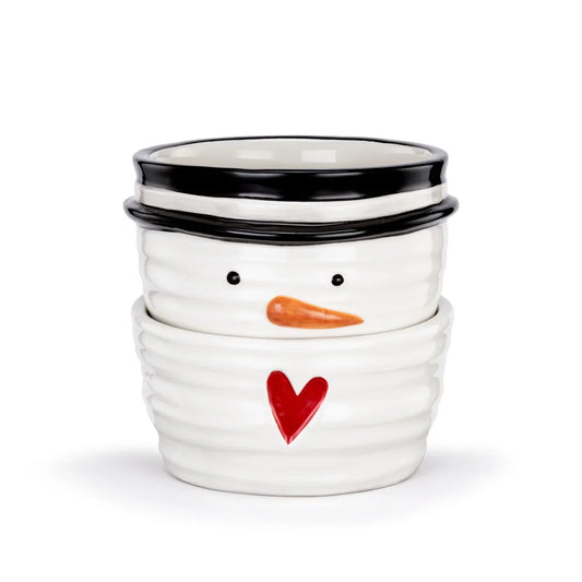 Snowman Red Heart Cream Small Bowls Set of 2 - 8oz - Marcel’s Culinary Experience