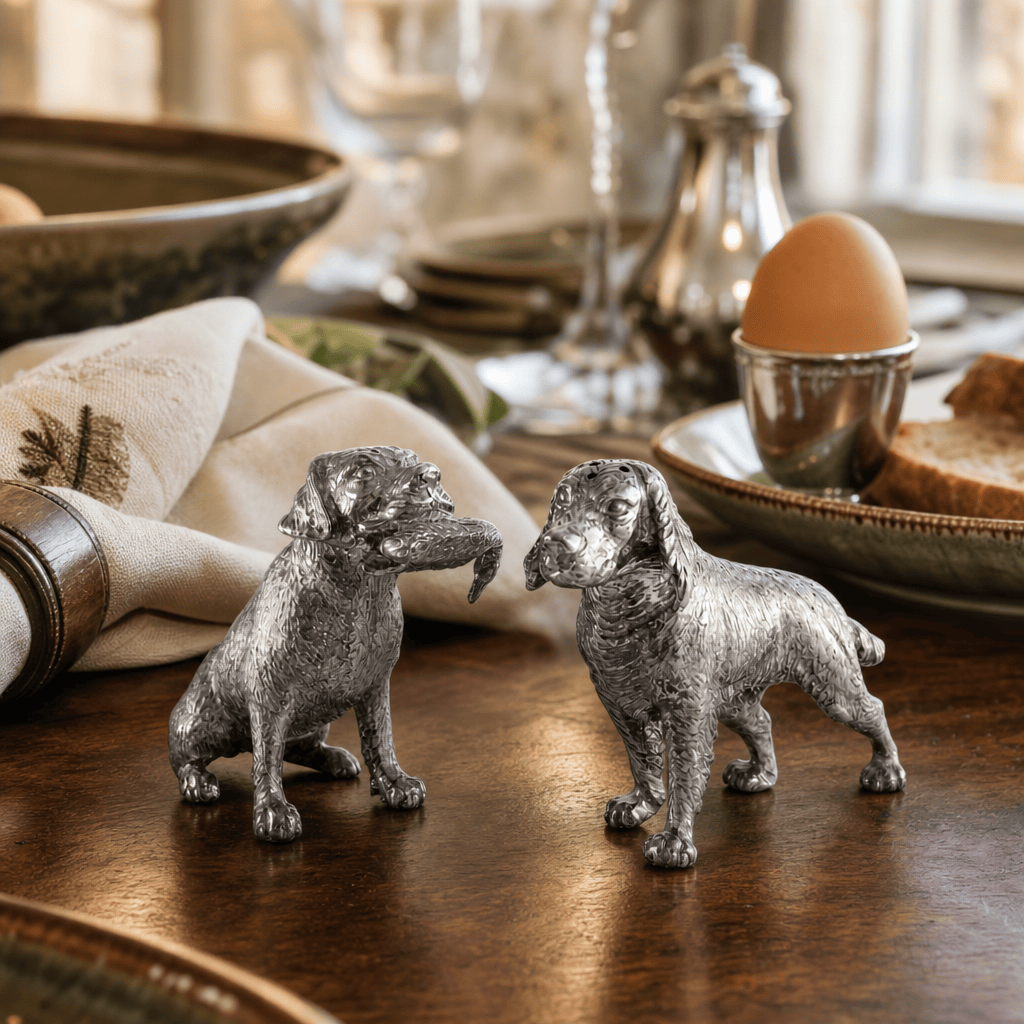 Pewter Hunting Dog Salt & Pepper Shakers