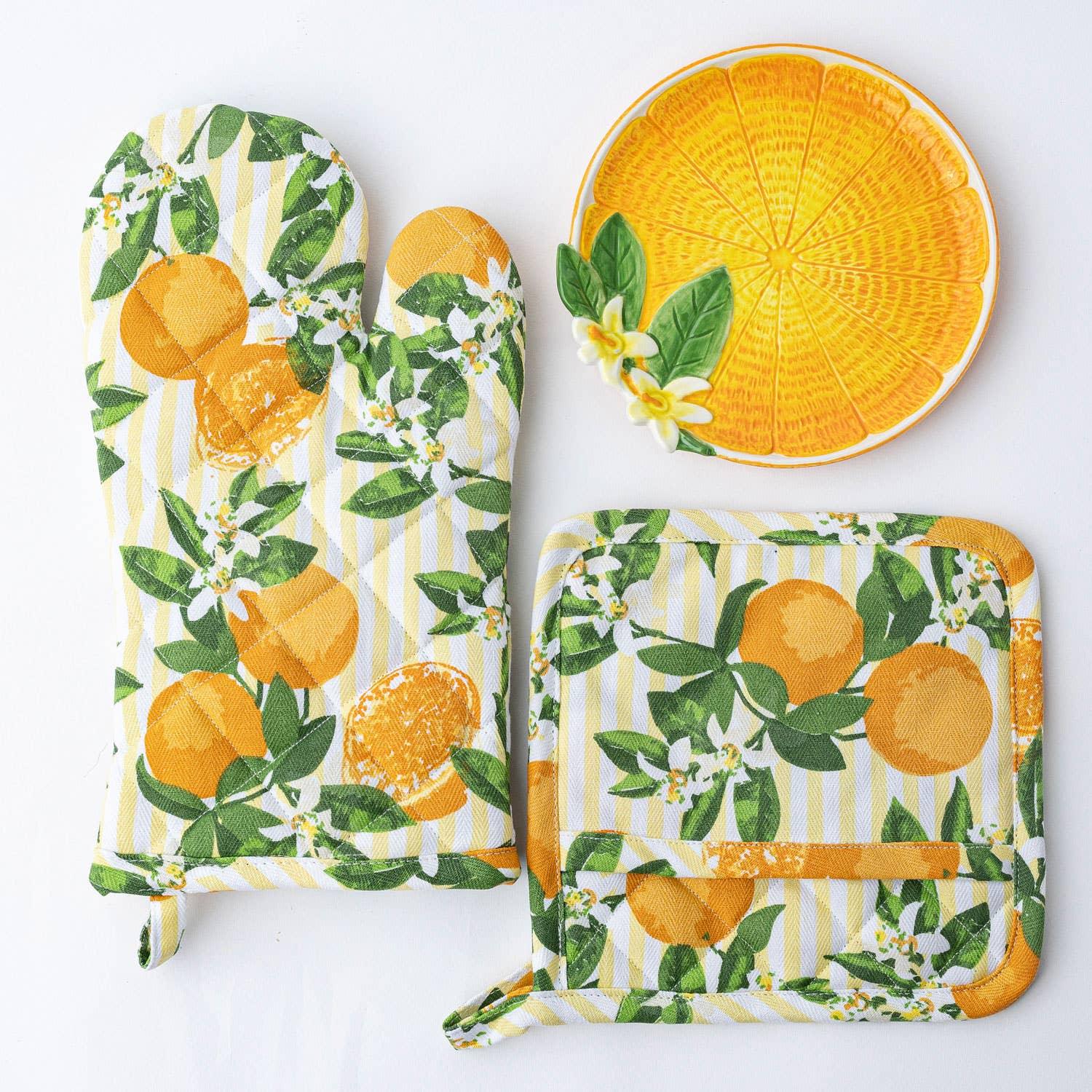 Orange Blossom Oven Mitt Set - Marcel’s Culinary Experience