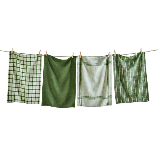 Olive Woven Cotton Kitchen Towels | Set of 4