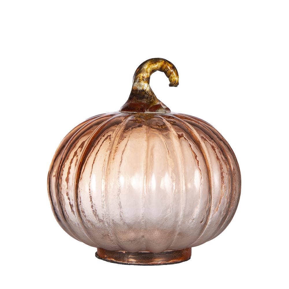 Amber Glow Glass Pumpkin