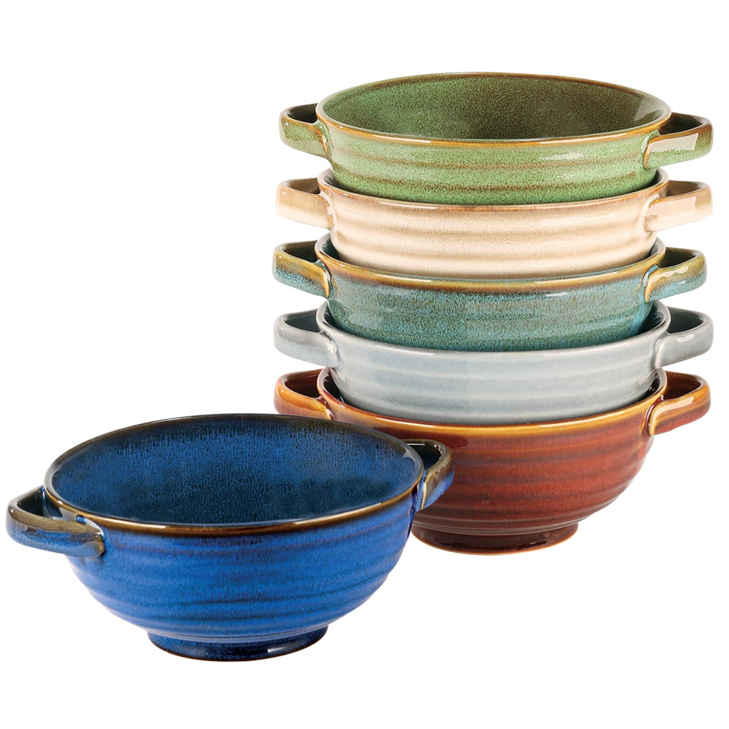 Reactive Glaze Soup Crocks 20 oz. Set of 6 Assorted