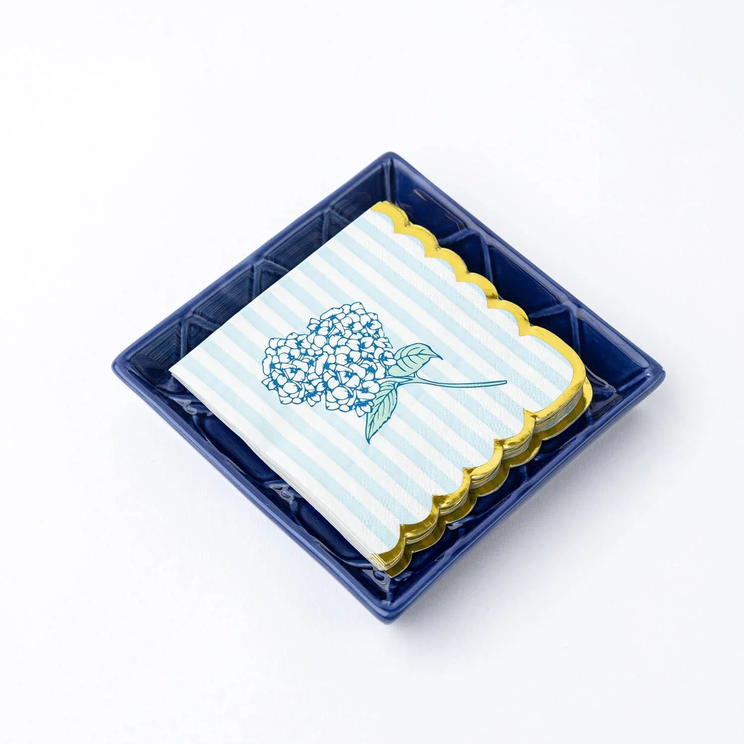 Navy Textured Beverage Napkin Tray - Marcel’s Culinary Experience