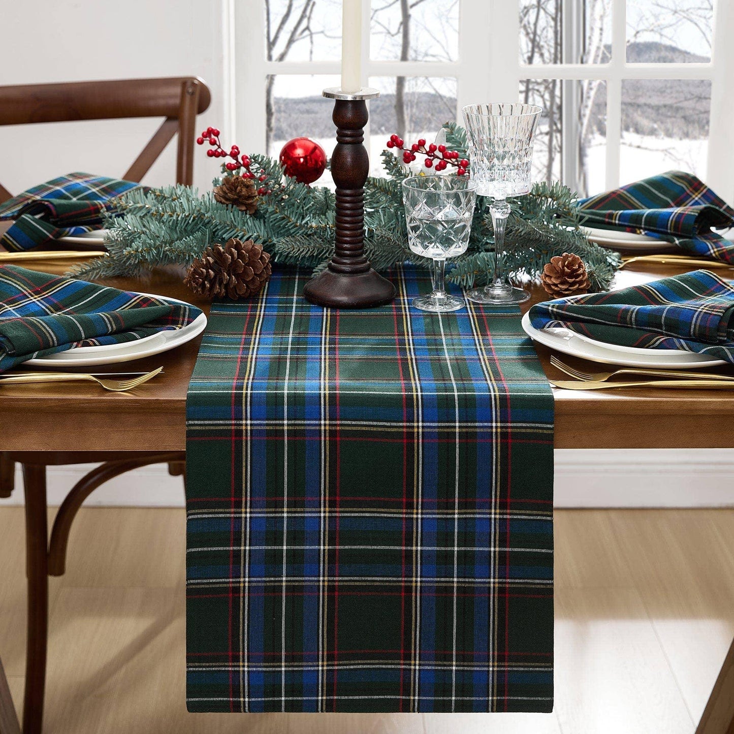 Stowe Tartan Holiday Plaid Cotton Christmas Table Runner - Marcel’s Culinary Experience