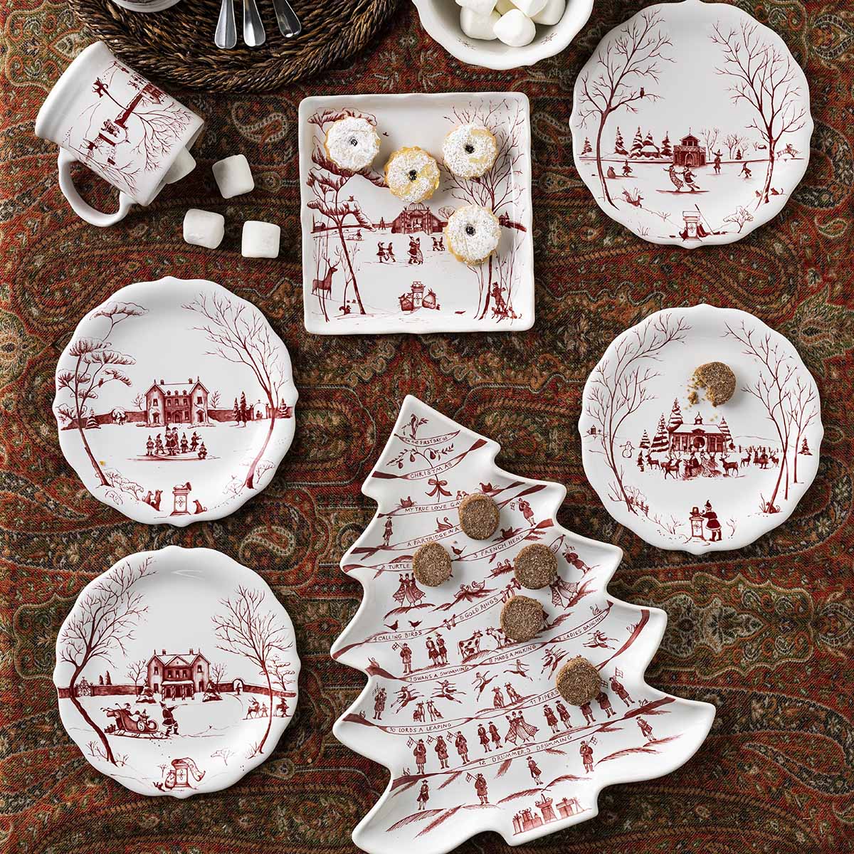 Juliska Country Estate Winter Frolic Party Plate Assorted Set/4