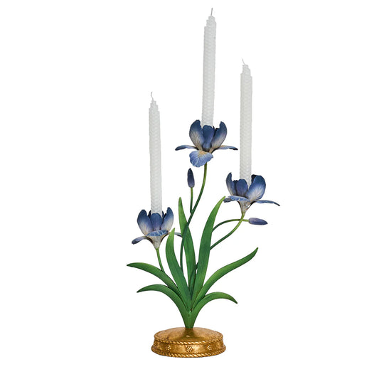Juliska Meadow Walk Iris Centerpiece Candelabra 14" - Chambray