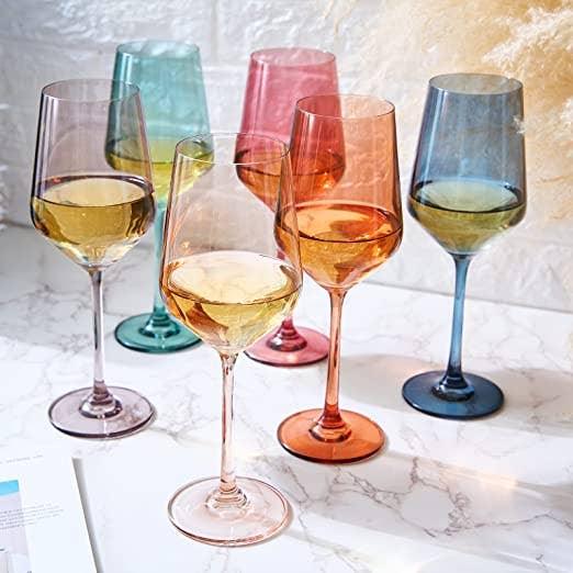 Pastel Colored Wine Glasses - Muted Crystal - 12 oz