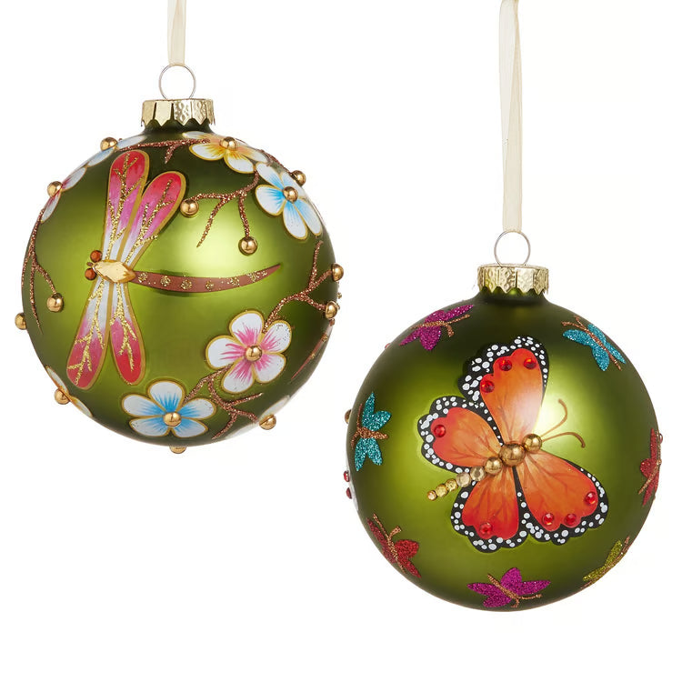4 Floral and Flutter Ball Ornament