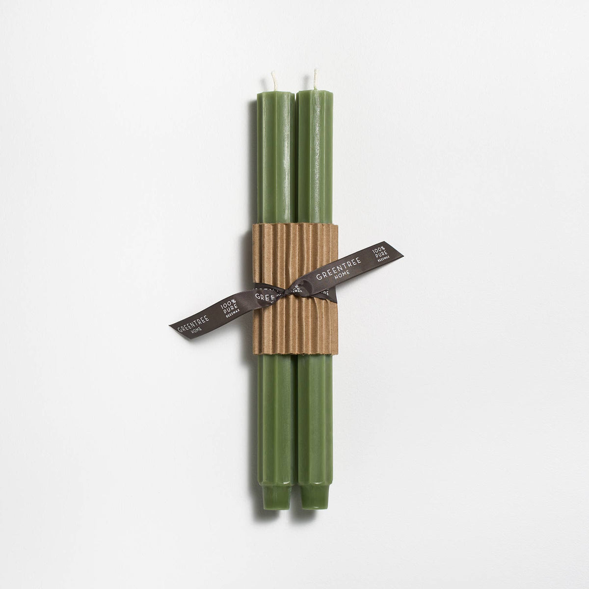 Greentree Home Fluted Church Taper Handmade Beeswax Candles 12"