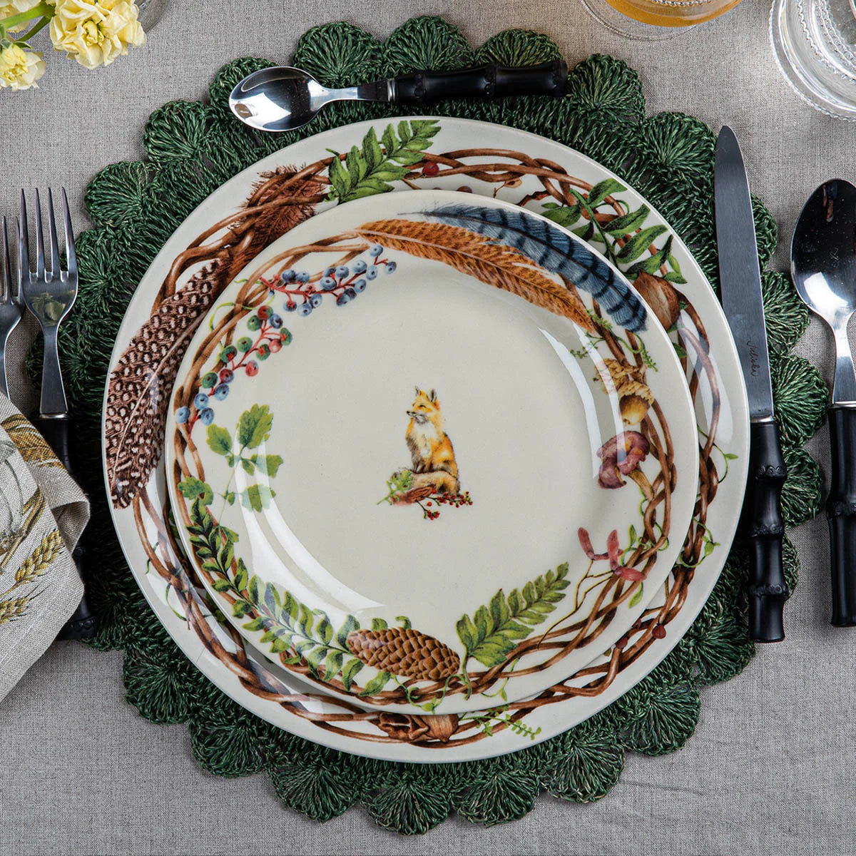 Juliska Forest Walk Animal Dessert/Salad Plates, Set of 4
