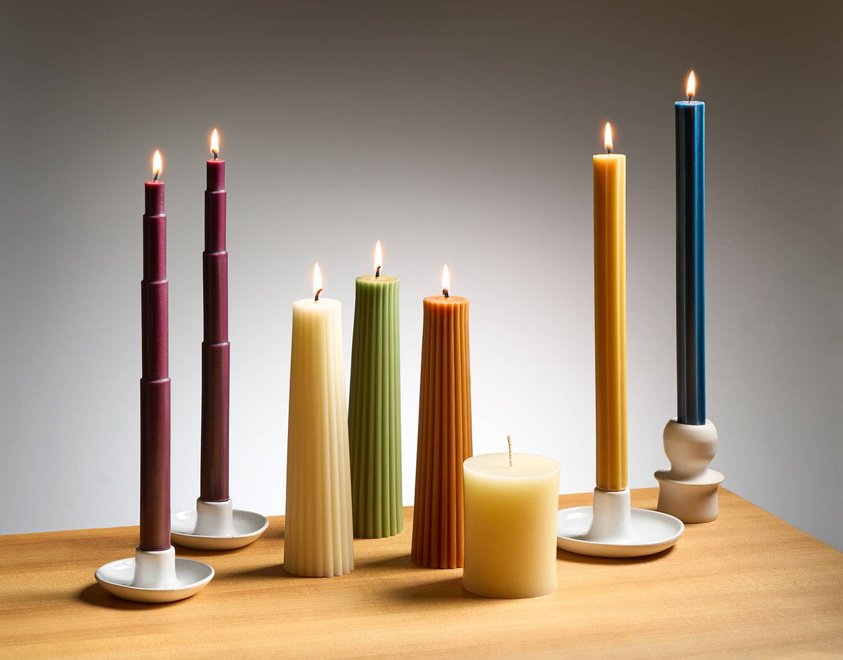 Greentree Home Fluted Church Taper Handmade Beeswax Candles 12"