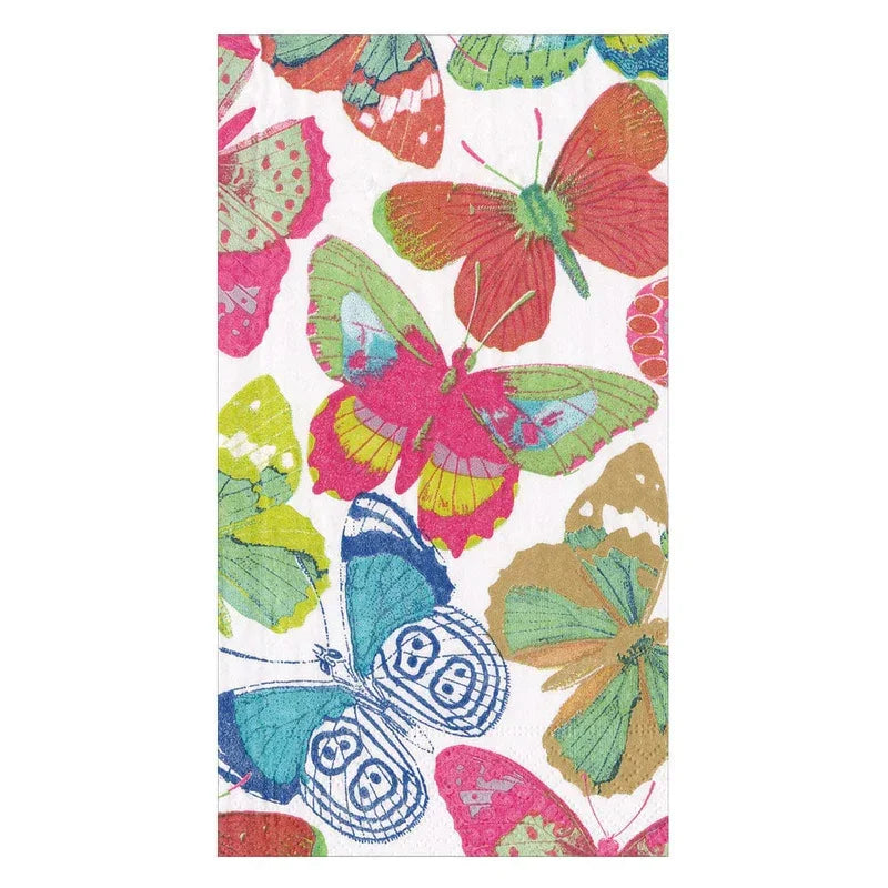 Caspari Butterflies Bright Guest Towel Napkins - 15 Per Package - Marcel’s Culinary Experience