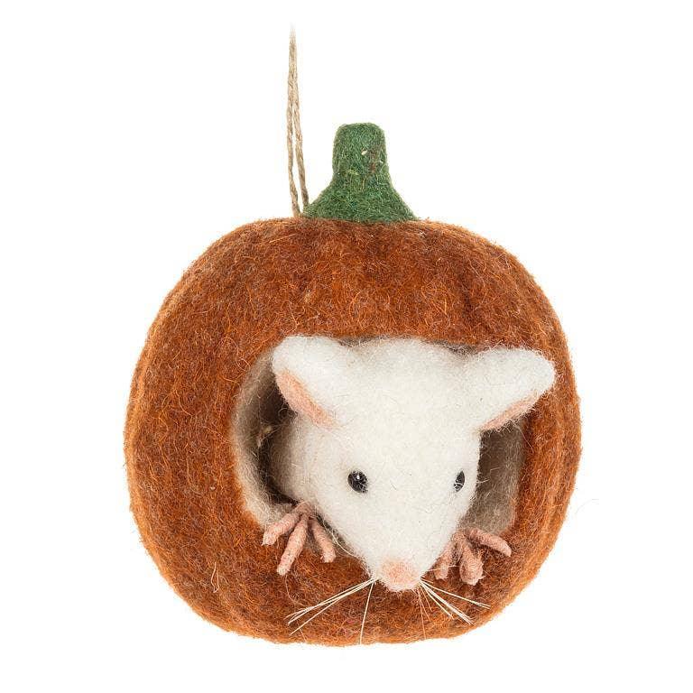 Mouse in Small Pumpkin Ornament-4"H - Marcel’s Culinary Experience