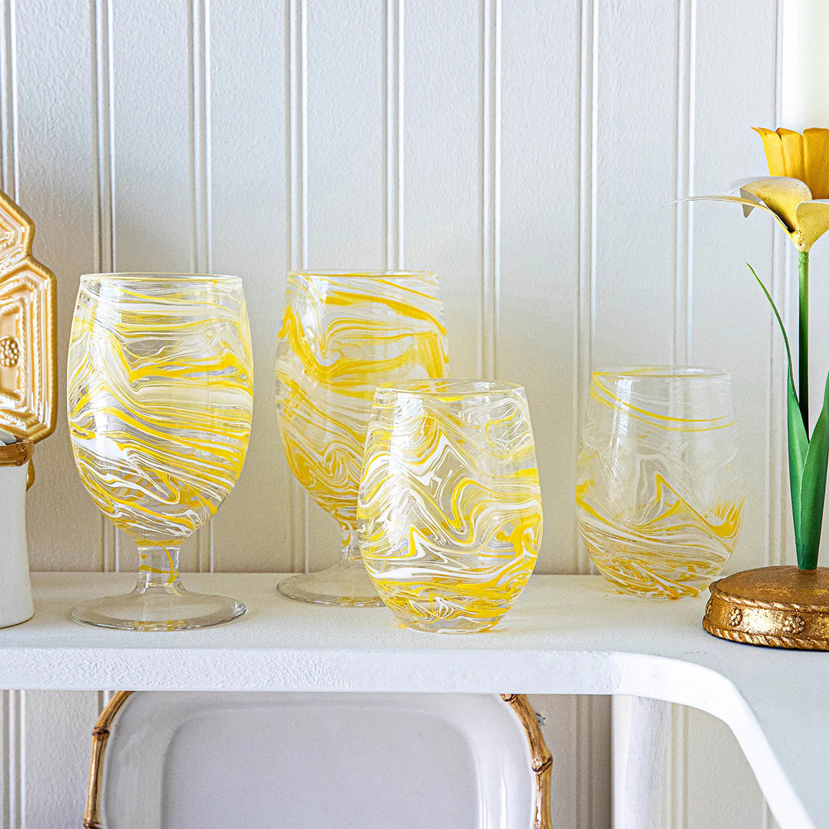 Juliska Puro Marbled Goblet - Yellow