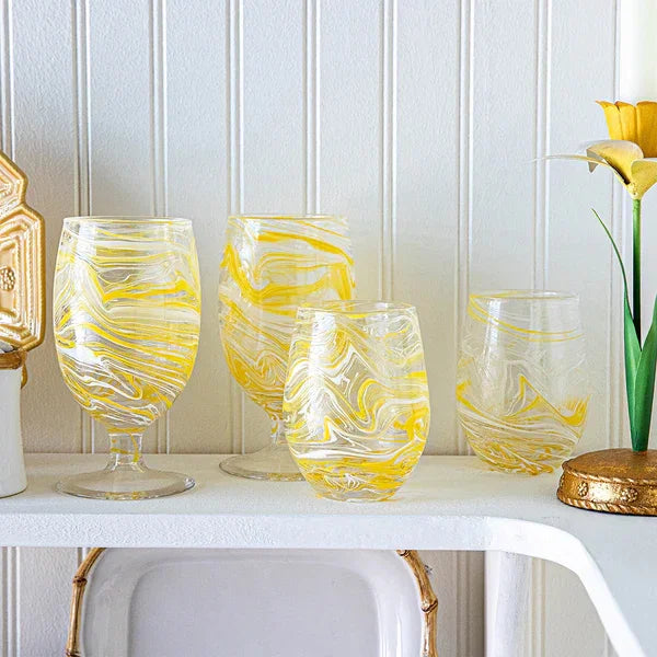 Juliska Puro Marbled Goblet - Yellow - Marcel’s Culinary Experience