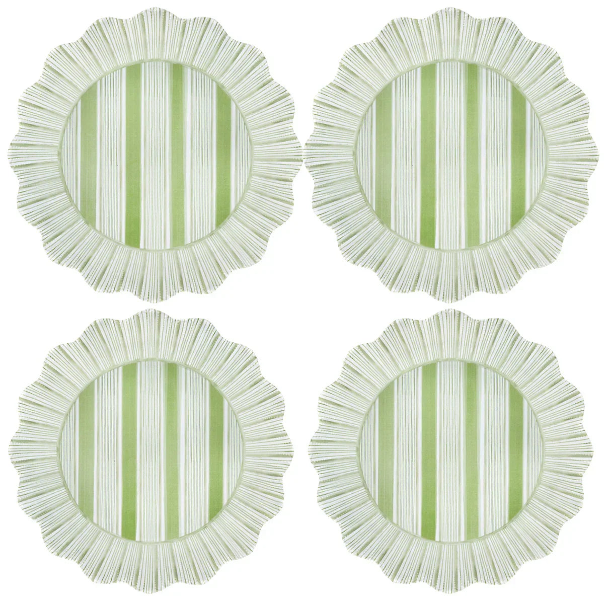 Juliska Cabana Stripe Melamine Dinner Plate Set/4 - Seagrass