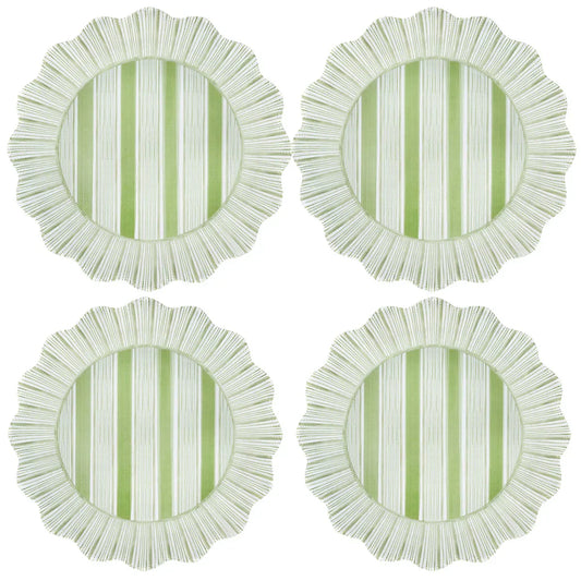 Juliska Cabana Stripe Melamine Dinner Plate Set/4 - Seagrass