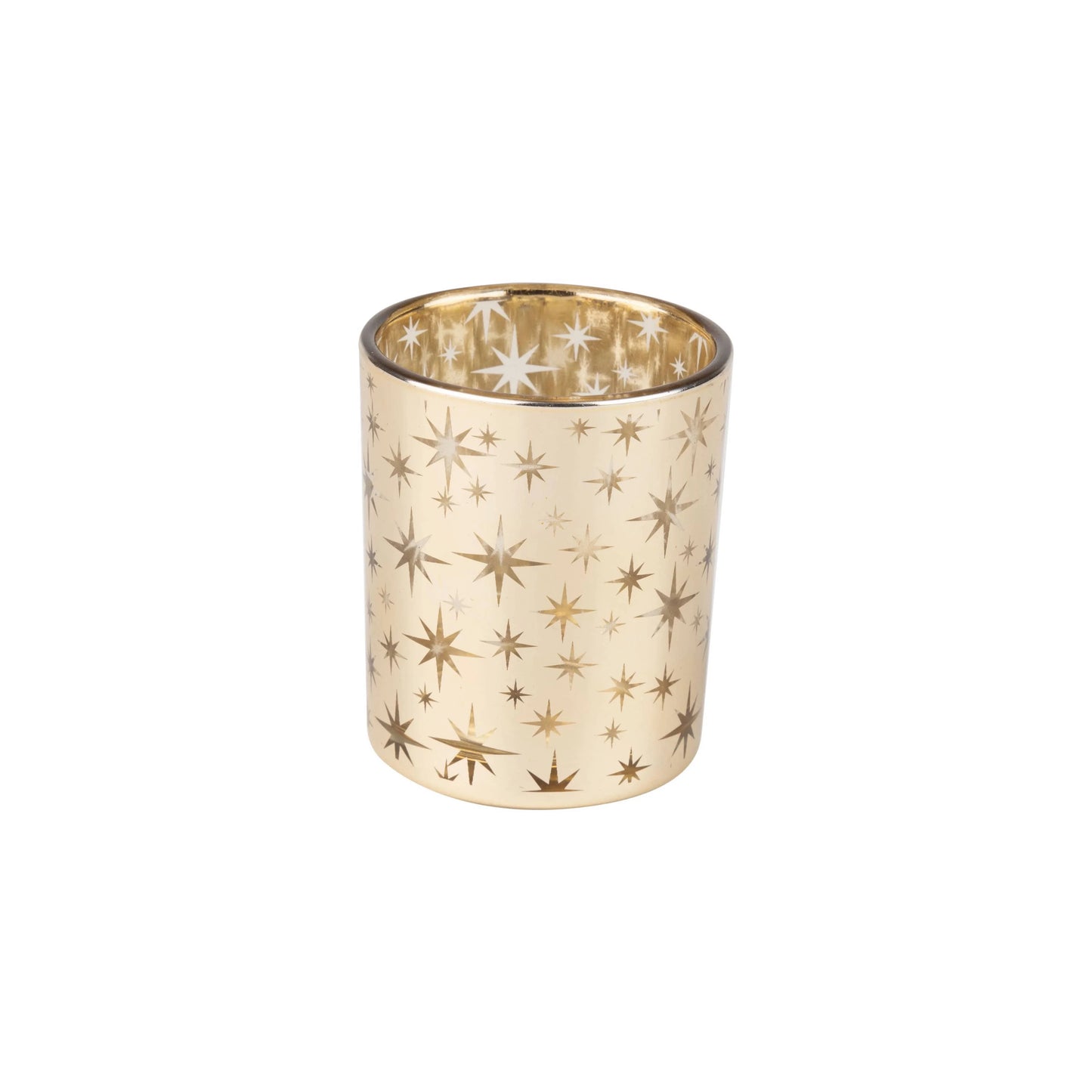 Glass t-light holder,gold,northern star,gld int,2.5in - Marcel’s Culinary Experience