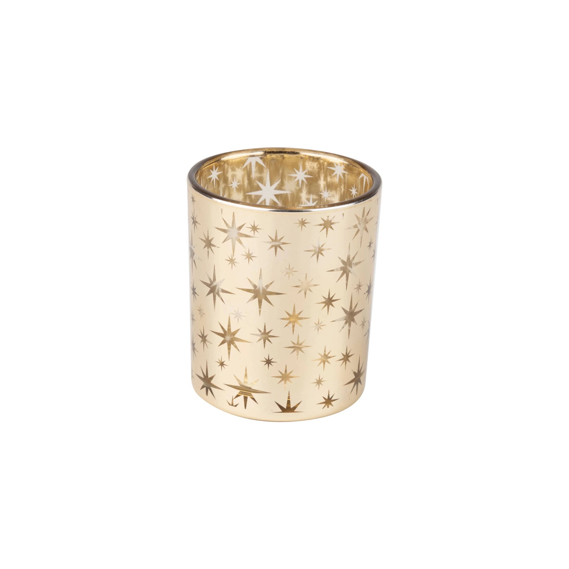 Glass t-light holder,gold,northern star,gld int,2.5in - Marcel’s Culinary Experience