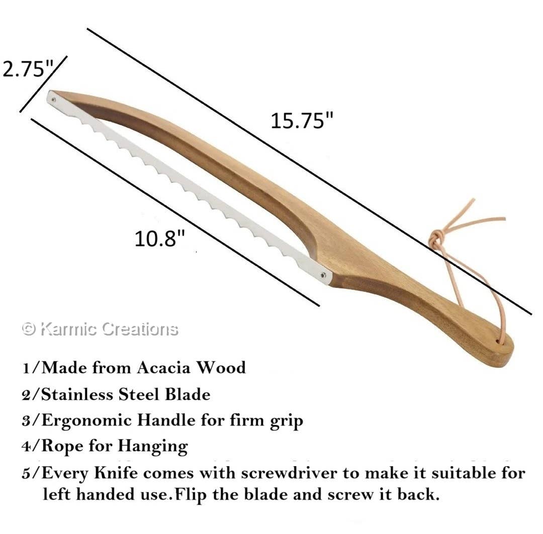 Bread Bow Knife with Acacia Wood Handle