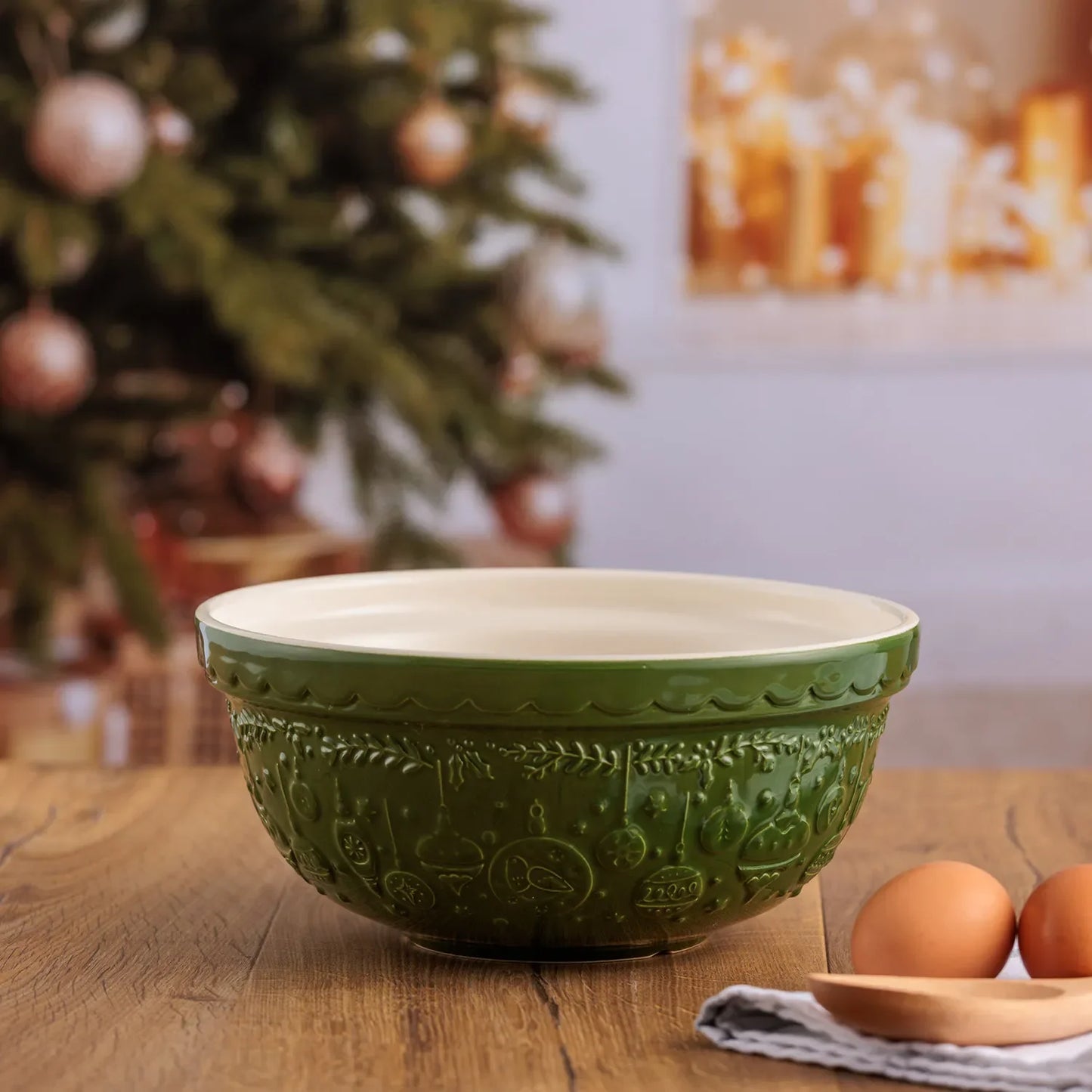 Mason Cash Deck the Halls S24 Green Mixing Bowl