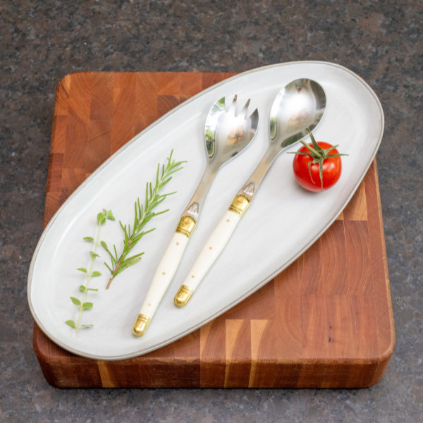 Jean Dubost Salad Servers with Ivory Handles