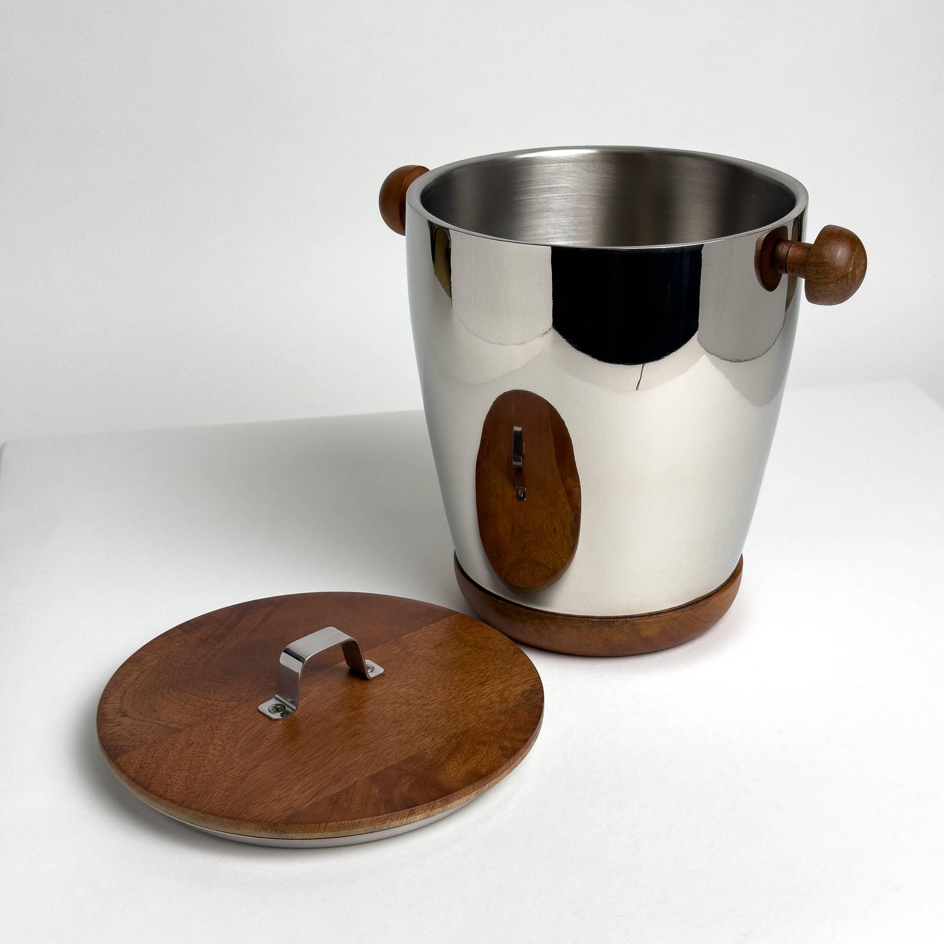 Polished Aluminum & Wood Ice Bucket - Marcel’s Culinary Experience