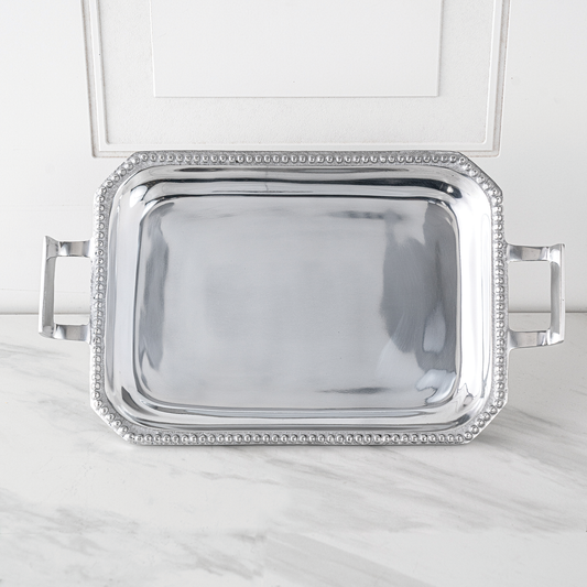 Large Beaded Handle Serving Tray