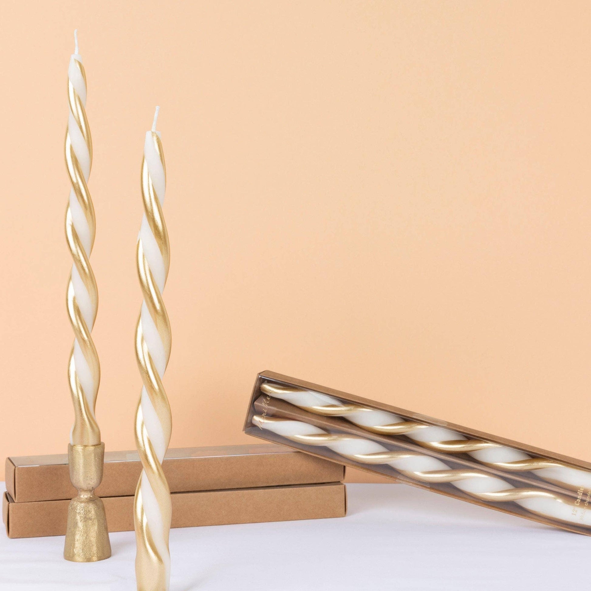 Gold Stripe Twist Candles - Marcel’s Culinary Experience