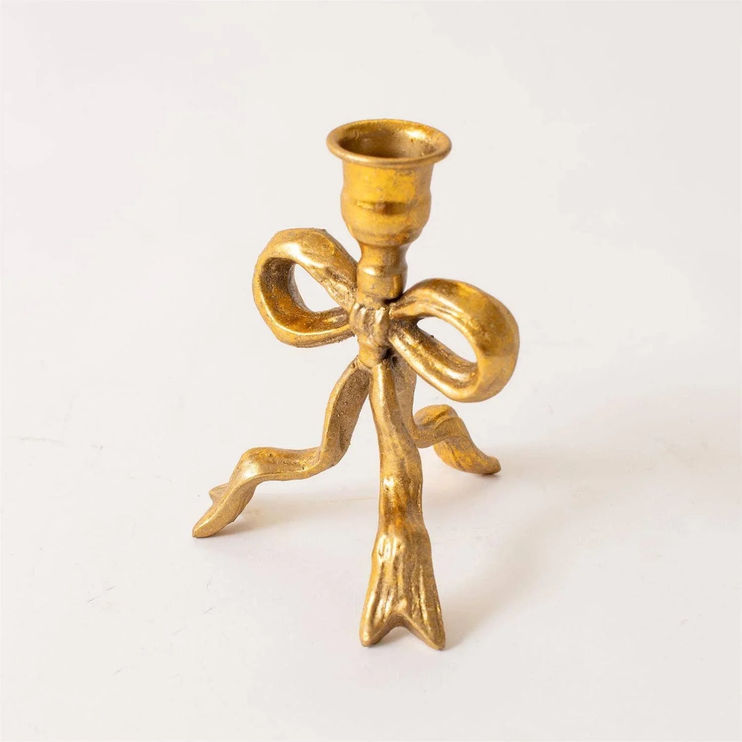 Candle Holder - Gold Metal Tied Bow - Marcel’s Culinary Experience