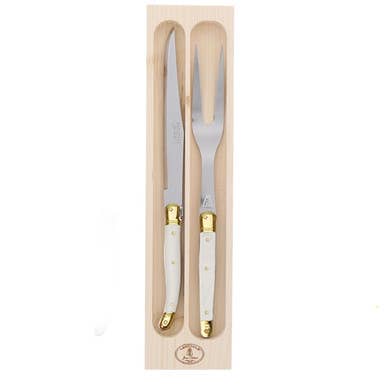 Jean Dubost Carving Set with Ivory Handles in Box