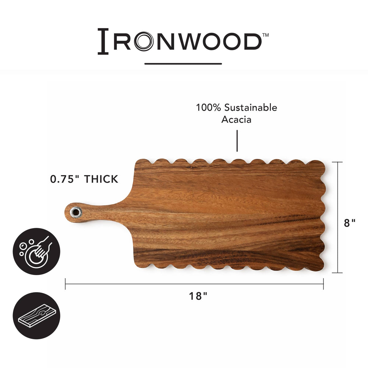 Ironwood Gourmet Scalloped Acacia Serving Board
