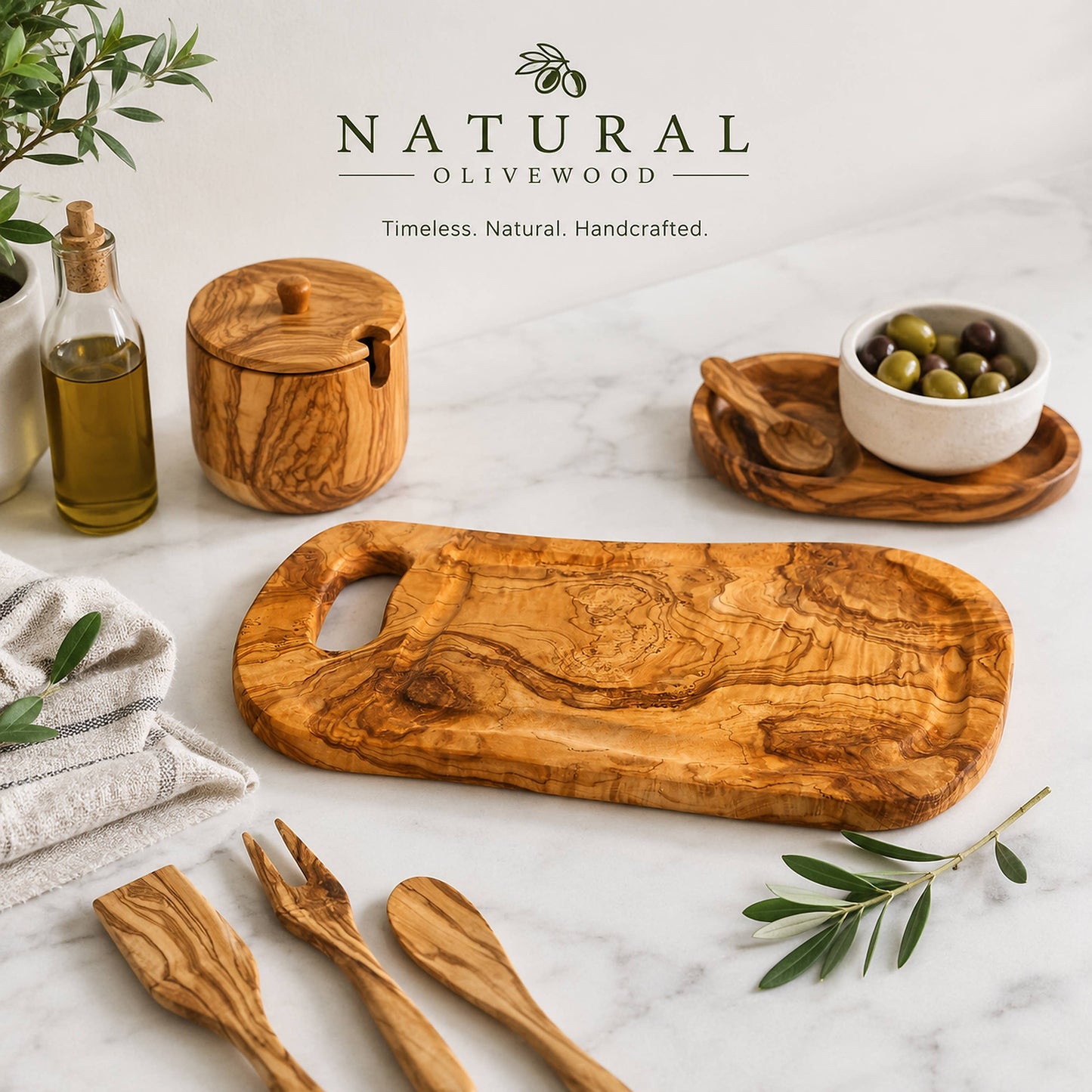 Olive Wood Charcuterie Board - Includes Juice Well