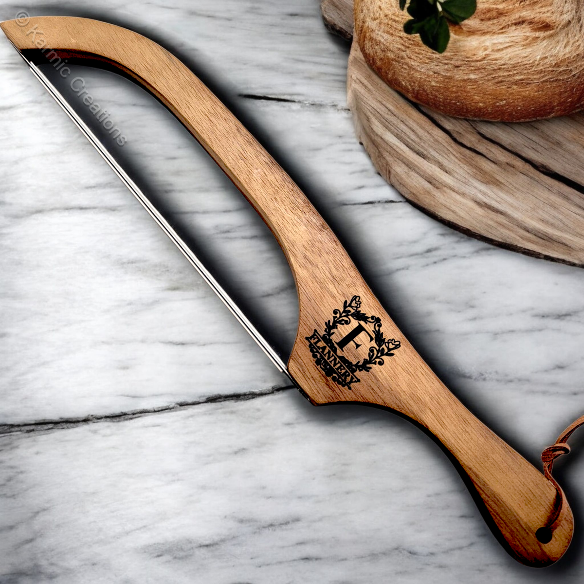 Bread Bow Knife with Acacia Wood Handle
