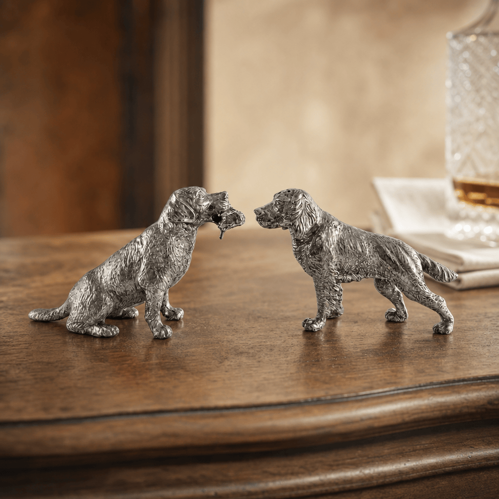 Pewter Hunting Dog Salt & Pepper Shakers