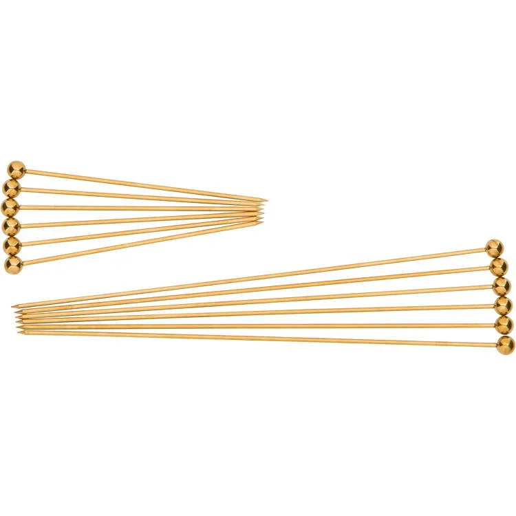 Cocktail Picks Combo Set, Gold (6 Short & 6 Long) - Marcel’s Culinary Experience
