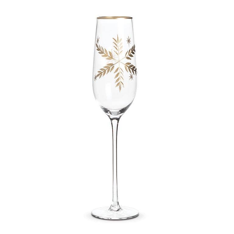Gold Snowflake Champagne Flute