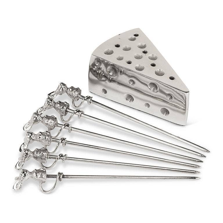 Mouse Cocktail Picks with Cheese Wedge Holder
