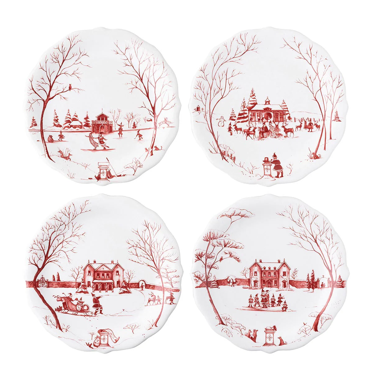 Juliska Country Estate Winter Frolic Party Plate Assorted Set/4
