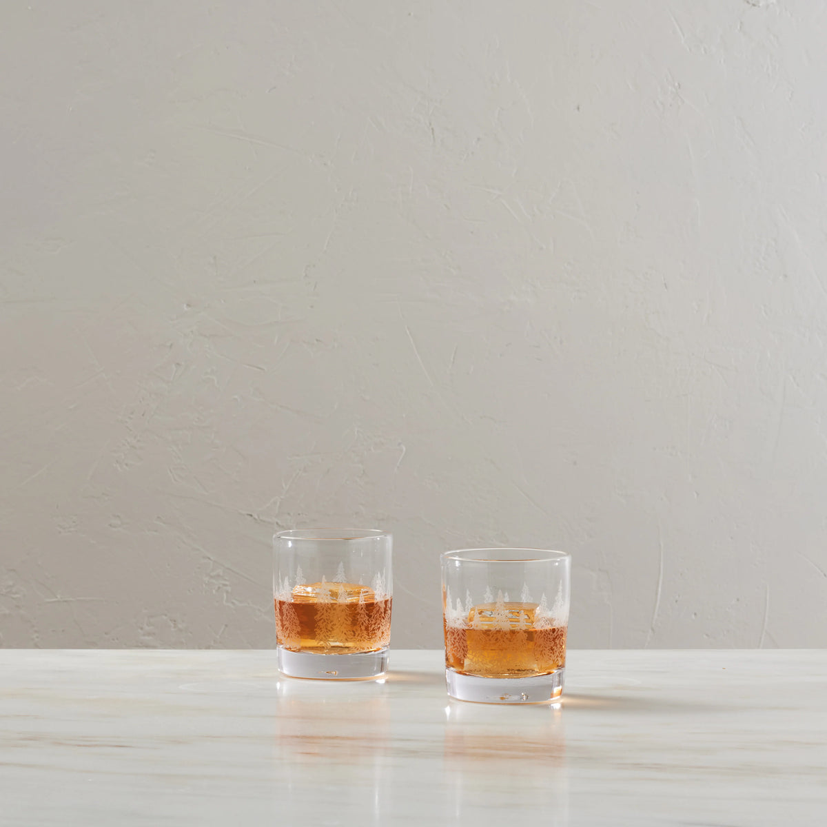 Simon Pearce Engraved Forest Ascutney Double Old-Fashioned Glasses - Set of 2