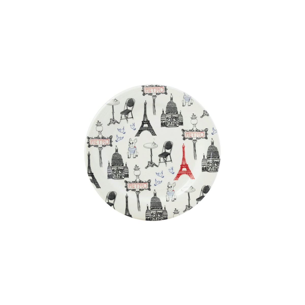 Gien Ça C'est Paris Assorted Canapé Plates, Set of 4