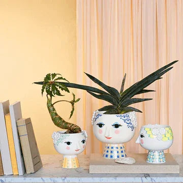 Bjørn Wiinblad Eva Flower Pot on Base, Blue, H: 8.3" - Marcel’s Culinary Experience