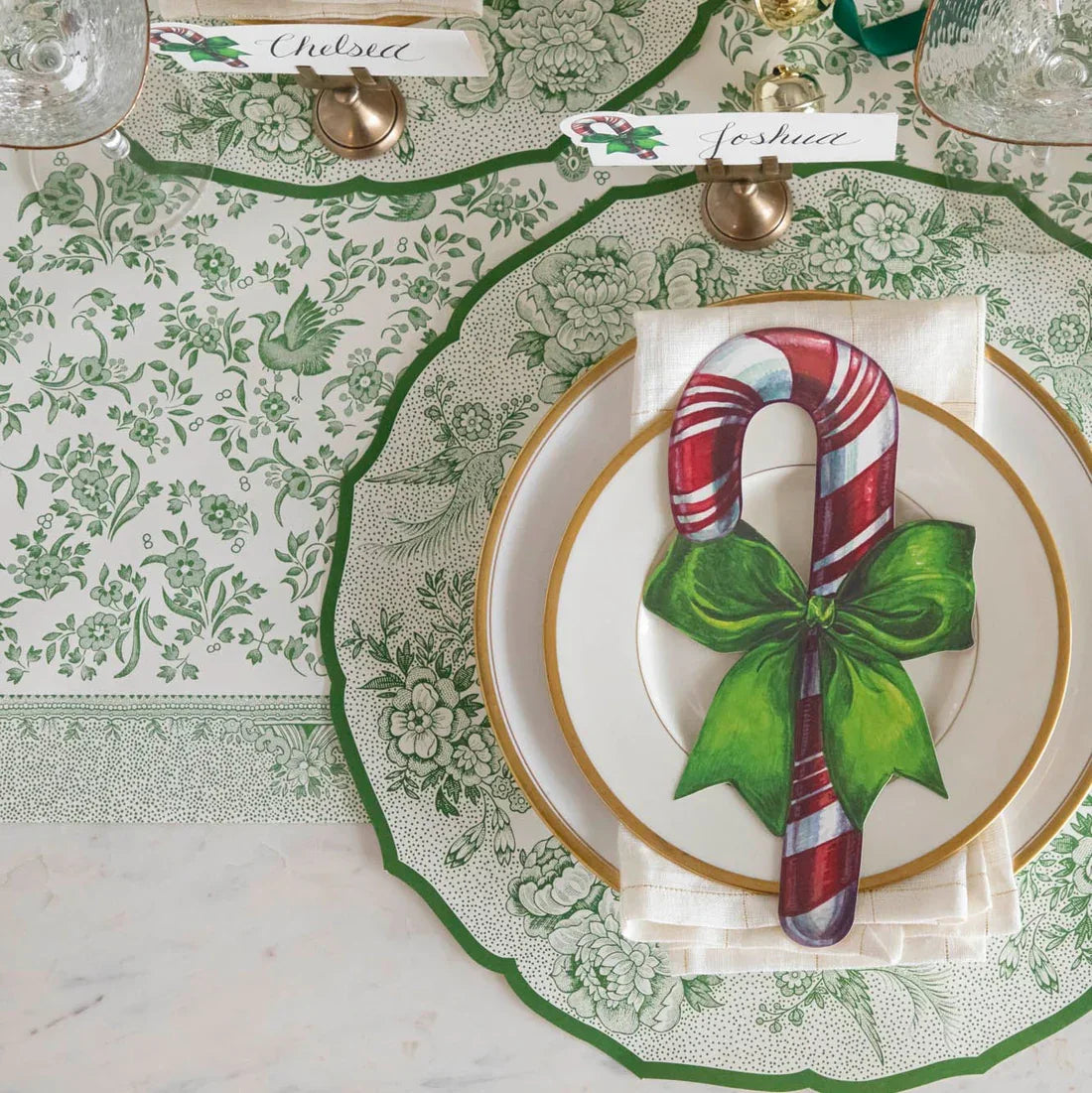 Hester & Cook Green Regal Peacock Paper Table Runner - Marcel’s Culinary Experience