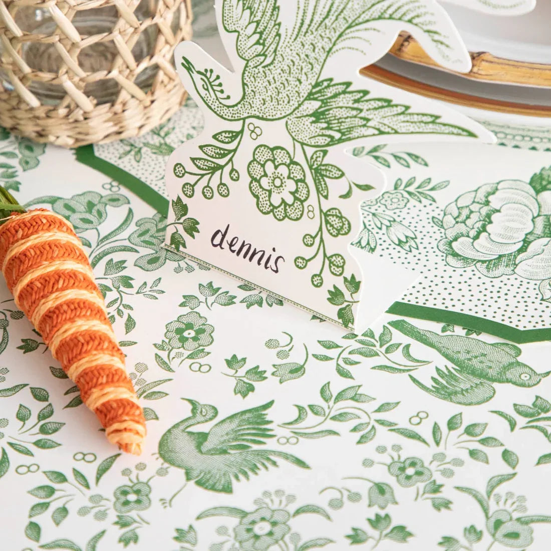 Hester & Cook Green Regal Peacock Paper Table Runner - Marcel’s Culinary Experience