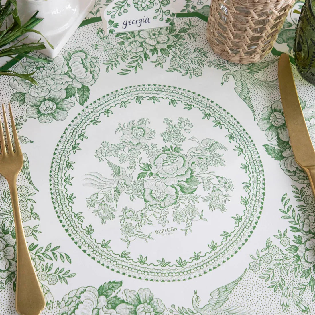 Hester & Cook Die Cut Green Pheasants Placemat - Marcel’s Culinary Experience