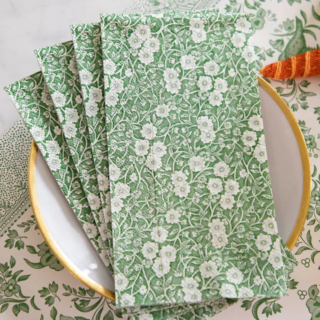 Hester & Cook Green Calico Guest Napkins - Marcel’s Culinary Experience