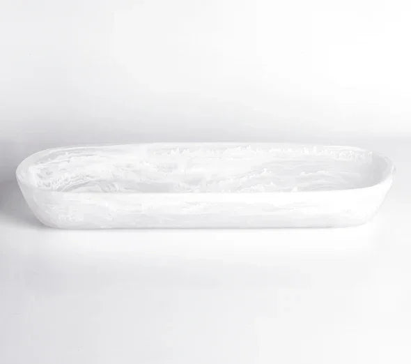 Nashi Classical Boat Bowl Large - White Swirl - Marcel’s Culinary Experience